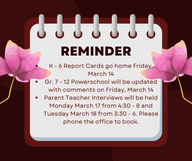 Reminder for Report Cards and Interviews